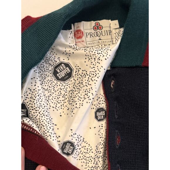 Proquip Blue Sweater jacket Sz L Gore Windstopper Wool Vintage Old Money Gorp - Picture 9 of 11